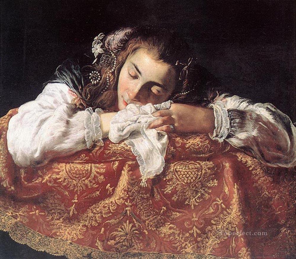 Sleeping Girl Baroque figures Domenico Fetti Oil Paintings